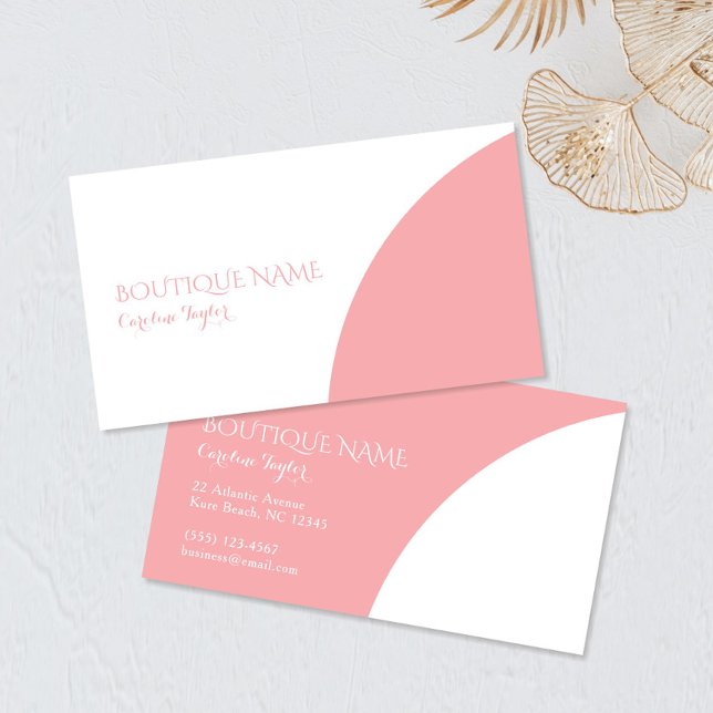 Simple Colorblock Boutique Pink Business Card (Creator Uploaded)