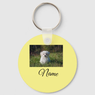 Simple colorful animal add name photo custom throw key ring