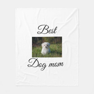 Simple colorful animal add name photo dog mom gift fleece blanket