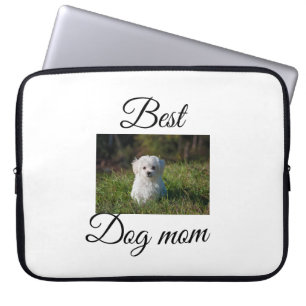 Simple colorful animal add name photo dog mom gift laptop sleeve