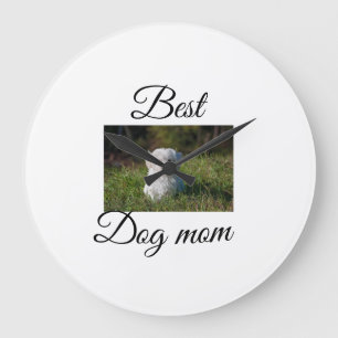 Simple colorful animal add name photo dog mom gift large clock