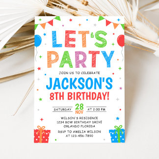 Simple Colorful Birthday Party Invitation