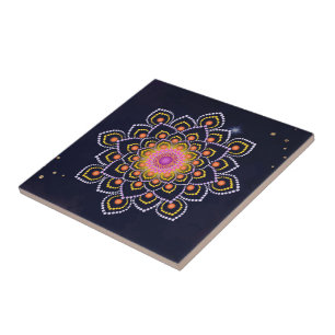 Simple Colorful Dot Mandala Tile