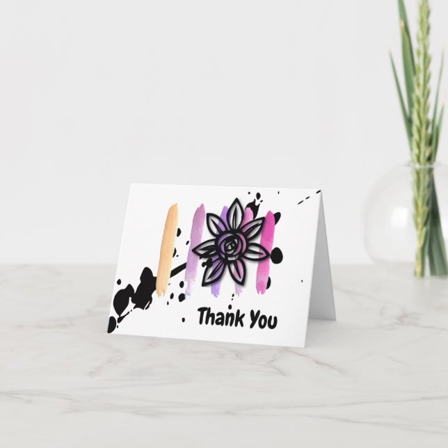 Simple Colorful Floral Thank You Card (Front)