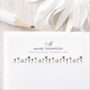 Simple Colorful Flowers Script Monogram Name