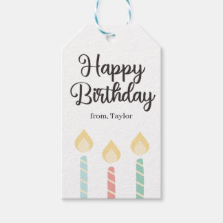 Simple Colorful Happy Birthday Candles Gift Tags