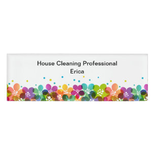 Simple Colorful House Cleaning Maid Name Tags