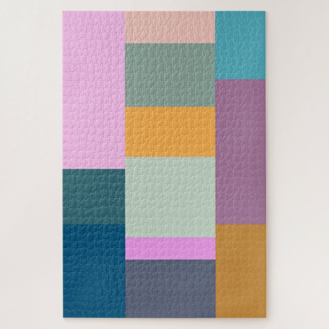Simple Colorful Patchwork Geometric Shapes Design Jigsaw Puzzle (Vertical)