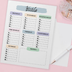 Simple Colour Changeable Brushstroke Weekly Planne Notepad