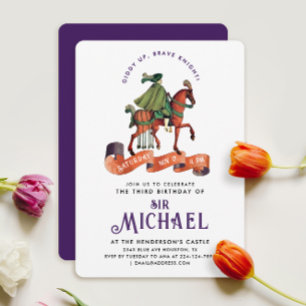 Simple Colour Mediaeval Prince Charming Royal Hors Invitation