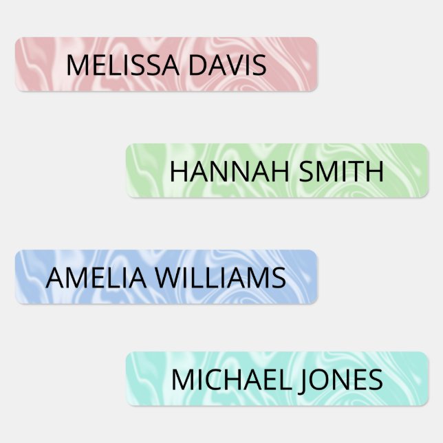 Simple Colour Swirl Pattern Name Labels (Group)