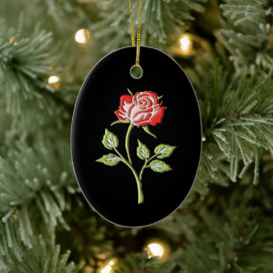 Simple Coloured Rose Ceramic Tree Decoration