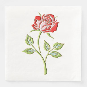 Simple Coloured Rose Napkin