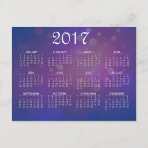 Simple Colourful 2017 New Year Calendar Holiday Postcard