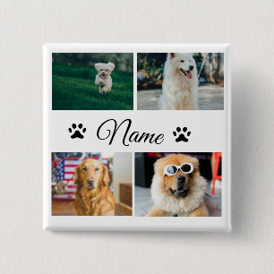 Simple colourful animal add name photo collage 15 cm square badge