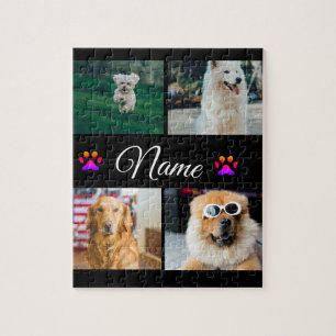 Simple colourful animal add name photo collage jigsaw puzzle