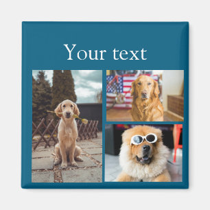Simple colourful animal add name photo collage magnet
