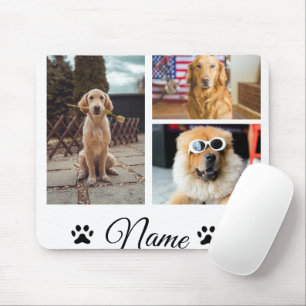 Simple colourful animal add name photo collage mouse mat