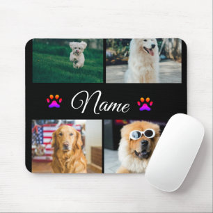 Simple colourful animal add name photo collage mouse mat