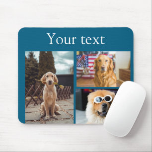 Simple colourful animal add name photo collage mouse mat