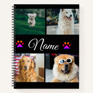 Simple colourful animal add name photo collage notebook