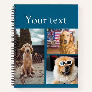 Simple colourful animal add name photo collage notebook