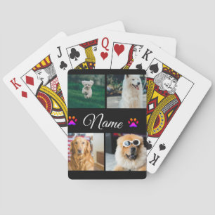 Simple colourful animal add name photo collage playing cards