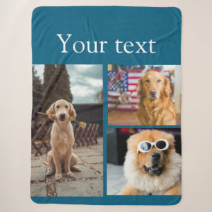 Simple colourful animal add name photo collage sherpa blanket