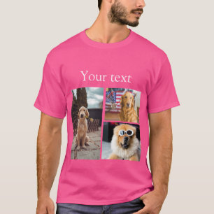 Simple colourful animal add name photo collage T-Shirt