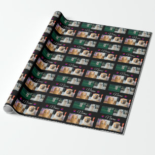 Simple colourful animal add name photo collage wrapping paper