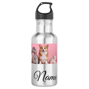 Simple colourful animal add name photo custom 532 ml water bottle