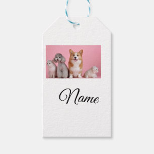 Simple colourful animal add name photo custom gift tags