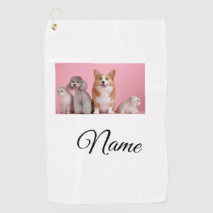 Simple colourful animal add name photo custom golf towel