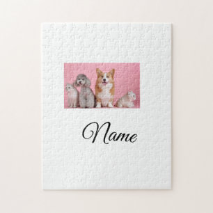 Simple colourful animal add name photo custom jigsaw puzzle