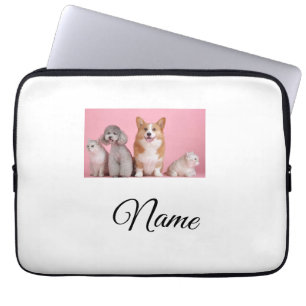Simple colourful animal add name photo custom laptop sleeve