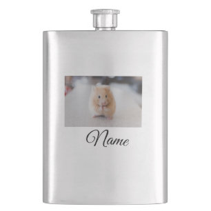 Simple colourful animal add name photo custom thro hip flask