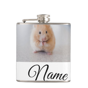 Simple colourful animal add name photo custom thro hip flask