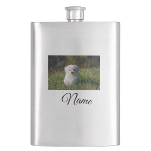 Simple colourful animal add name photo custom thro hip flask