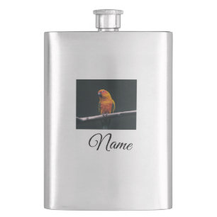 Simple colourful animal add name photo custom thro hip flask