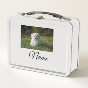Simple colourful animal add name photo custom thro metal lunch box