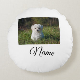 Simple colourful animal add name photo custom thro round cushion