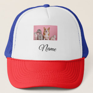 Simple colourful animal add name photo custom trucker hat