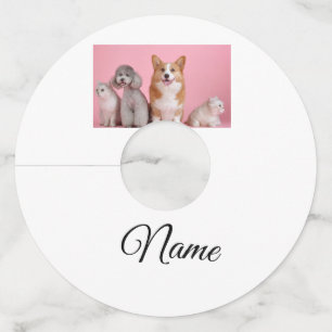 Simple colourful animal add name photo custom wine glass tag