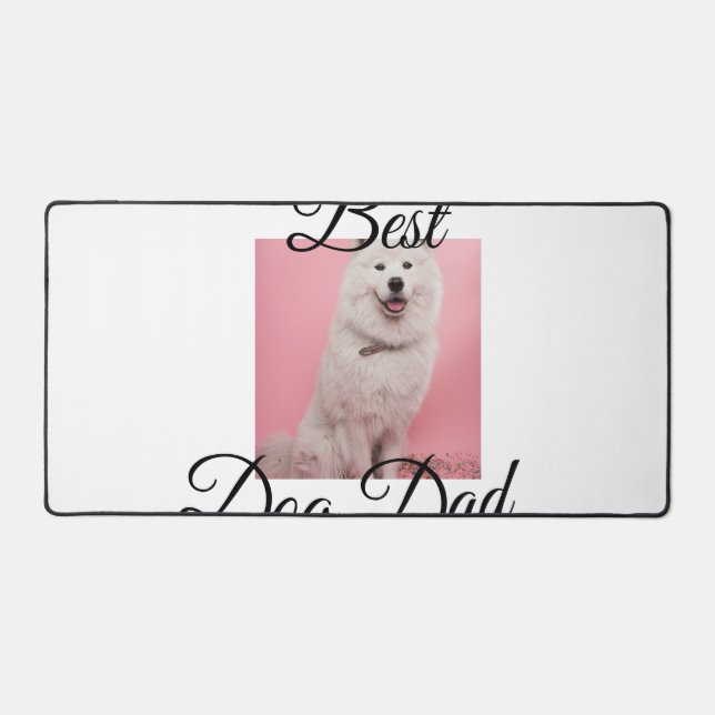 Simple colourful animal add name photo dog Dad gif Desk Mat (Front)