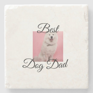 Simple colourful animal add name photo dog Dad gif Stone Coaster