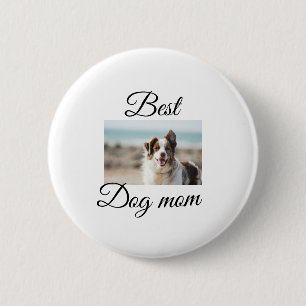 Simple colourful animal add name photo dog mum gif 6 cm round badge