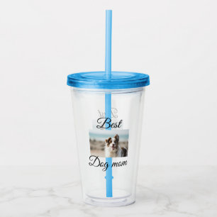 Simple colourful animal add name photo dog mum gif acrylic tumbler