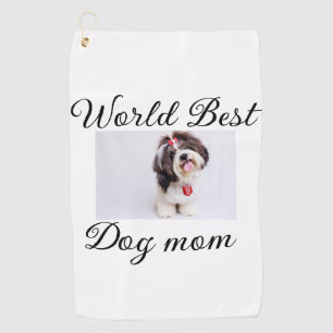 Simple colourful animal add name photo dog mum gif golf towel