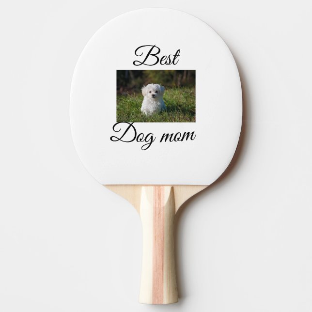 Simple colourful animal add name photo dog mum gif ping pong paddle (Front)