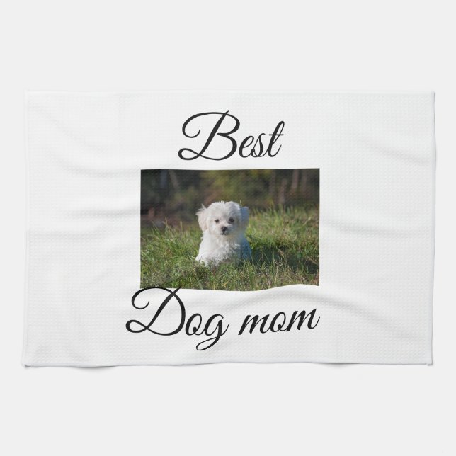 Simple colourful animal add name photo dog mum gif tea towel (Horizontal)